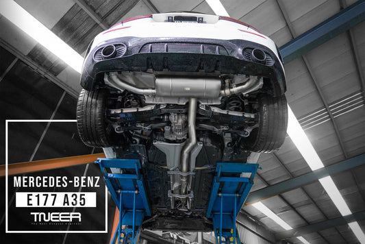 Tneer Exhaust tillverkar premium sportavgassystem.  Tneer Avgassystem Mercedes Benz A35 AMG W177 - TNEER